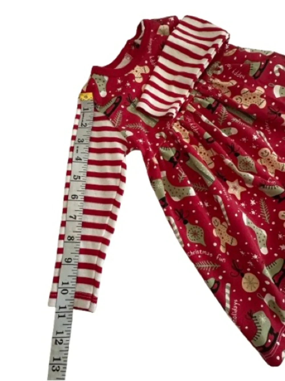 Tesa Babe Girl 18-24M Red & Striped Sleeves Jersey Cotton Blend Holiday Dress